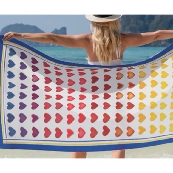 Brighton Fun in the Sun Beach Pool Towel NWT Ombre Hearts 60” x 40” - Picture 1 of 6